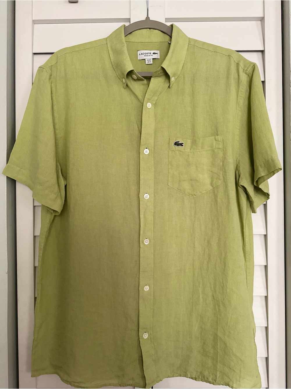 Lacoste Men’s Short-Sleeve Button-Down Shirt — Lime Green